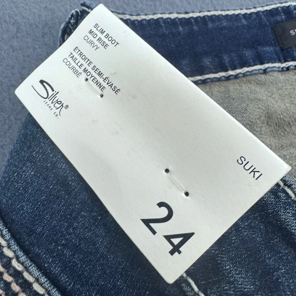 Silver Jeans Co Suki Slim Boot Women 24 Indigo Curvy Mid Rise W93616SSX394